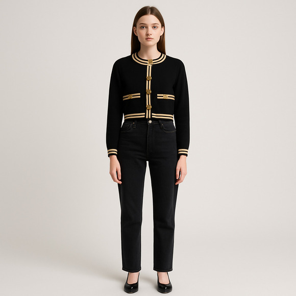 American Eagle Sweaters - American Eagle Black and White Cropped Cardigan Women's M